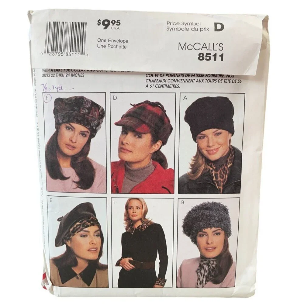 McCalls Sewing Pattern 8511 Hap Cap Scarf‎ Mittens